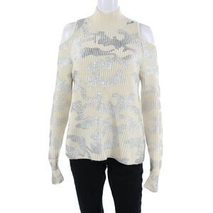 Zoe Jordan Womens Mock Neck Camo Pullover Sweater Beige Size XS